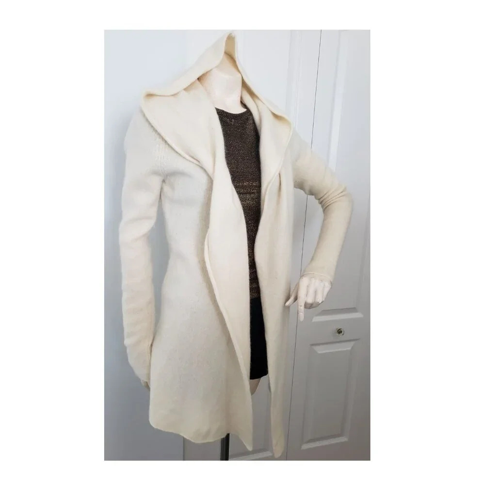 JACOB wool  blend open front long cardigan with hood Jr LARGE Womens S/M